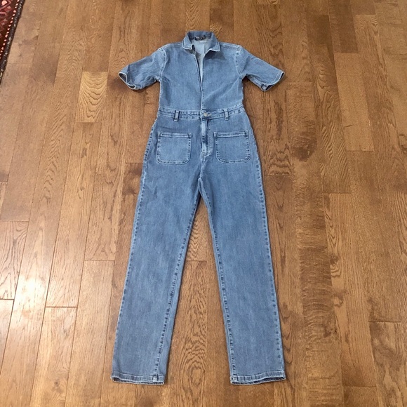 Nasty Gal Women’s Deep V Neck Denim Jumpsuit - Picture 2 of 3